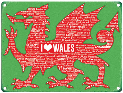 Mini Metal Sign-I Love Wales