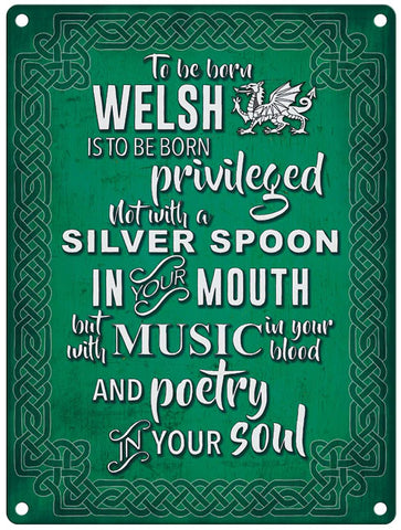 Mini Metal Sign-Born Welsh