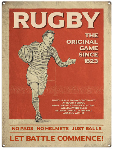 Mini Metal Sign-Rugby-Let Battle Commence