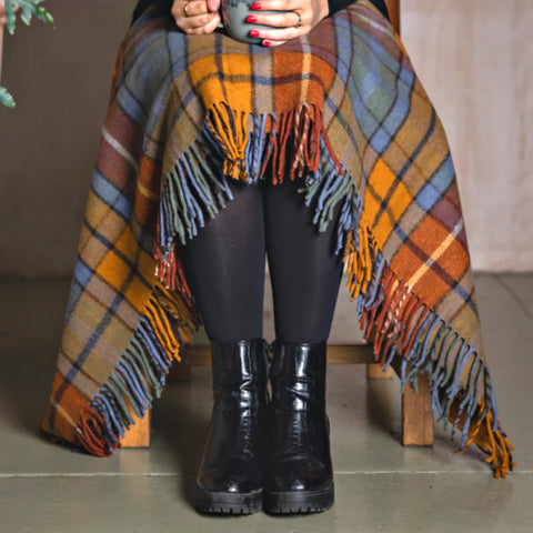 Balmoral Wool Blend Knee Blanket/Throw-Antique Buchanan Tartan