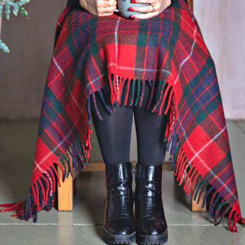 Balmoral Wool Blend Knee Blanket/Throw-Fraser Red