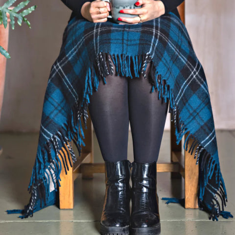 Balmoral Wool Blend Knee Blanket/Throw-Ramsay Blue Tartan