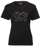 Ladies Sparkly Welsh Dragon T-Shirts