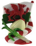 Welsh Flag, Scarf, Leek & Rugby Ball Model