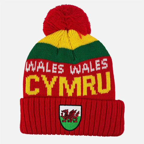 Wales Cymru Gold Bobble Hat