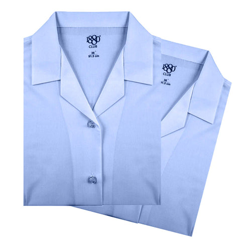 Short Sleeve Revere Twin Pack Blouses-Sky