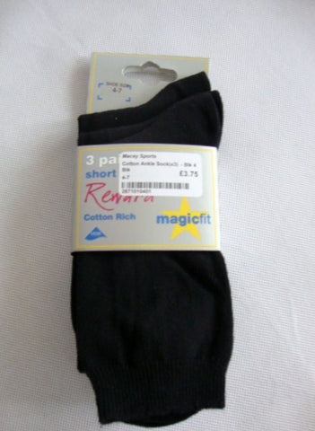 Pk 3 Black ankle socks